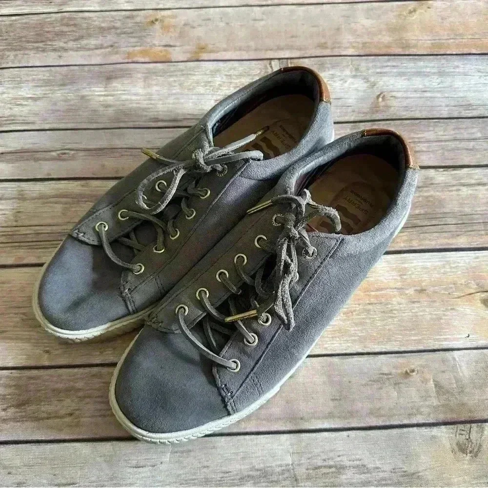 Sperry Women’s Vulcanized Anchor Plushwave Suede Gray Shoes Sz 8.5